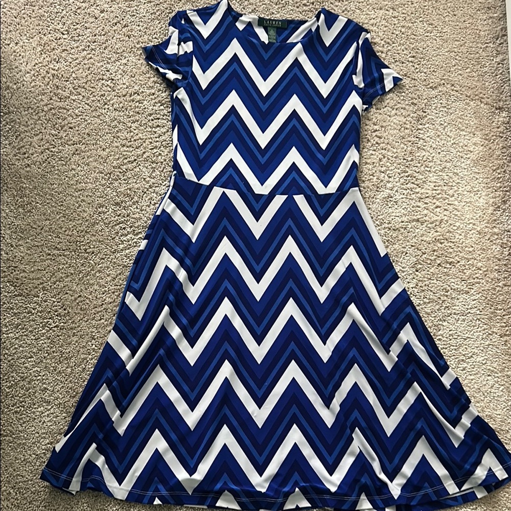 Ralph Lauren Blue and White Midi Dress
